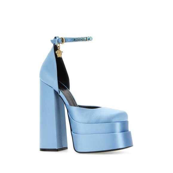 VERSACE Light-Blue Satin Medusa Aevitas Pumps - Picture 2 of 2